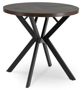Stół Okrągły Rozkładany DORIAN 80-160 cm Orzech/Czarny Nowoczesny Loft