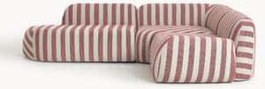 Narożna sofa modułowa w paski z szezlongiem Wolke (4-osobowa)