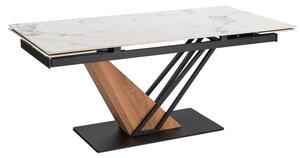Stół Rozkładany Prostokątny REX 2 180-240 cm Ceramiczny Biały Marmur/Czarny do Jadalni Nowoczesny Loft