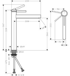 Bateria umywalkowa HANSGROHE Finoris 260 CoolStart 76072140 Brąz szczotkowany
