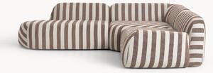 Narożna sofa modułowa w paski z szezlongiem Wolke (4-osobowa)