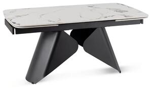 Stół Rozkładany Prostokątny VERONA 160-240 cm Ceramiczny Biały Marmur/Czarny Nowoczesny