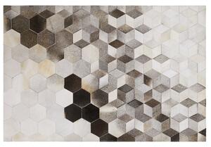 Dywan szaro-biały skórzany patchwork łaciaty geometryczny 160 x 230 cm Sason Beliani