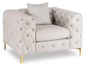Fotel Wypoczynkowy SORRENTO 1S Kremowy Welurowy Nowoczesny Glamour
