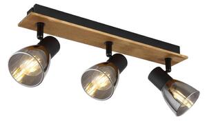 Globo Globo 54307-3W - Lampa punktowa CLAUDE 3xE14/40W/230V czarna/drewno GL6774