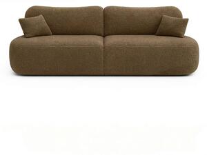 Sofa AVERIO Rozkładana Dwuosobowa Brązowa Boucle Nowoczesna