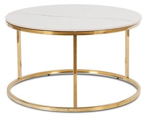 Stolik Kawowy VENICE 80 cm Biały Marmur/Złoty Nowoczesny Glamour