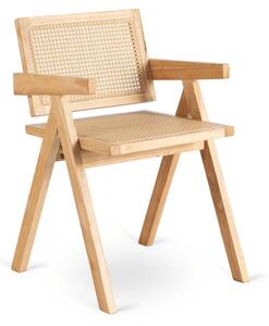 Krzesło Drewniane MADERA Dąb/Beż Ażurowe Retro