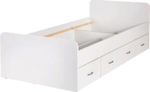 Białe pojedyncze łóżko 90x200cm z szufladami