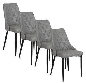 Zestaw 4x Krzesło Tapicerowane do Salonu CORK 2 Szare Nowoczesne Loft