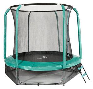 Trampolina Ogrodowa Jumpi 252cm/8FT Maxy Comfort Zielona Z Wewnętrzną Siatką