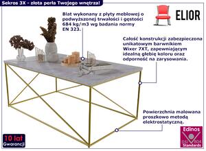 Prostokątna ława złoty + beton - Sekros 3X