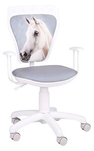 -10% z kodem MARZYCIEL - Krzesło Ministyle White Koń białe, szare, dla dziecka do nauki przy biurku
