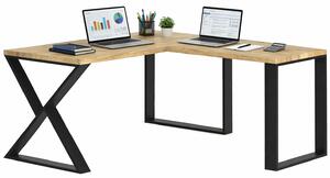 Drewniane narożne biurko loft 170x70 + 70x90 N8-F58