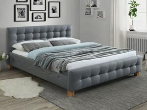 Szare tapicerowane łóżko BARCELONA 160 x 200 cm