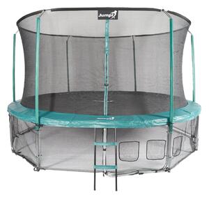 Trampolina Ogrodowa Jumpi 435cm/14FT Maxy Comfort Zielona Z Wewnętrzną Siatką