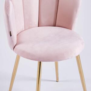 MebleMWM Krzesło muszelka Glamour DC-1800 złote nogi, różowy welur #33