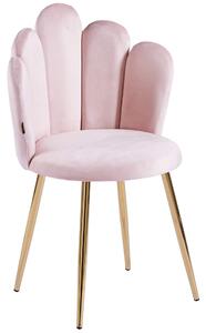 MebleMWM Krzesło muszelka Glamour DC-1800 złote nogi, różowy welur #33