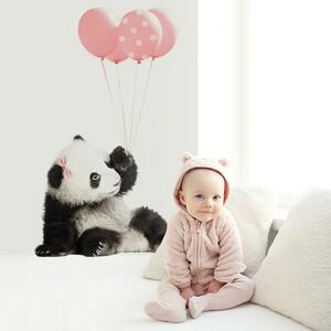 Naklejka ścienna do pokoju dziecka - Panda Balony Róż