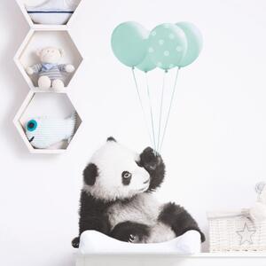 Naklejka ścienna do pokoju dziecka - Panda Balony Mięta