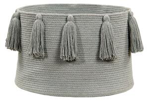 Pojemnik na zabawki Basket Tassels Grey