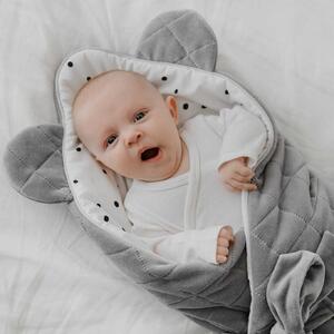 Rożek niemowlęcy Royal Baby Grey– welurowy otulacz z uszami