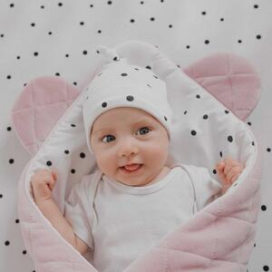 Rożek niemowlęcy Royal Baby Pink – welurowy otulacz z uszami
