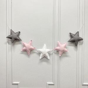 Girlanda Gwiazdki Grafit-Puder-Biel