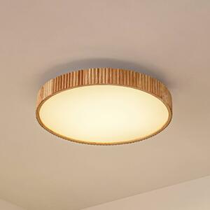 Lampa sufitowa LED Velua Lindby, możliwość ściemniania, jasne drewno, salon / jadalnia, drewno, nowoczesny