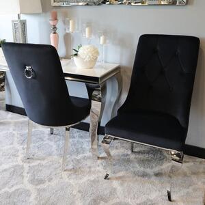 Krzesło glamour Antonio Black z kołatką pikowane guzikami - krzesło tapicerowane czarne
