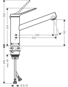 Bateria kuchenna stojąca HANSGROHE Zesis M33 150 z obrotową wylewką Chrom 74802000