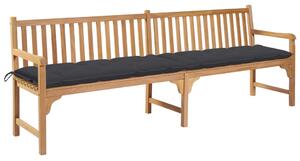Ławka ogrodowa z antracytową poduszką, 240 cm, drewno tekowe