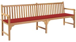 Ławka ogrodowa z czerwoną poduszką, 240 cm, drewno tekowe