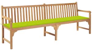 Ławka ogrodowa z jasnozieloną poduszką, 240 cm, drewno tekowe