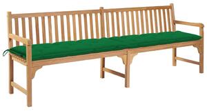 Ławka ogrodowa z zieloną poduszką, 240 cm, lite drewno tekowe
