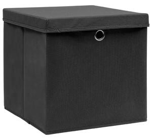 Pudełka z pokrywami, 10 szt., 28x28x28 cm, czarne