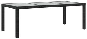 Stół ogrodowy, czarny, 190x90x75 cm, szkło i rattan PE