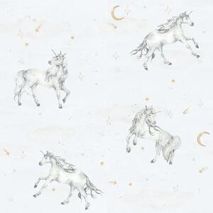 Tapeta do pokoju dziecięcego Unicorns in the sky