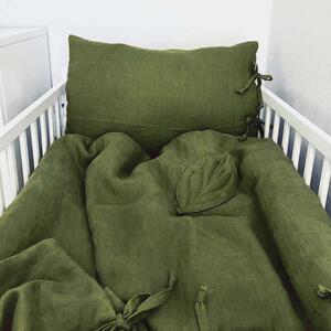 Lniana pościel dla dzieci z troczkami - Khaki