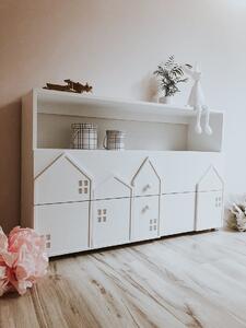 Solidna Komoda dziecięca z szufladami i mini domkami Miasto