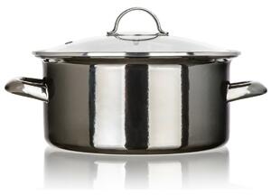 Banquet Garnek emaliowany METALLIC Black 22 cm, 3,7 5 l, z pokrywką, 22 cm