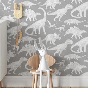 Tapeta do pokoju dziecka Dino Grey