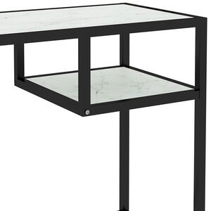 Nowoczesne szklane biurko z półką 100 cm biały marmur - Operys