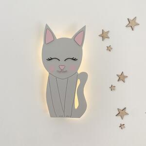 Drewniakowa – Lampka nocna „Kotek” – drewniana dekoracja ścienna dla dzieci