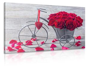 Obraz rower pełen róż