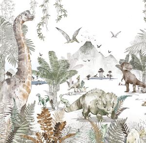 Tapeta Malumi Dino World Green do dziecięcego pokoju