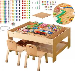 MASTERKIDZ Drewniany Stół Edukacyjny + AKCESORIA STEM WALL + 135 Klocków
