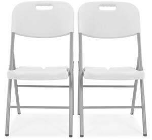 Zestaw mebli cateringowych składany biały stół 240 cm i 10 krzeseł