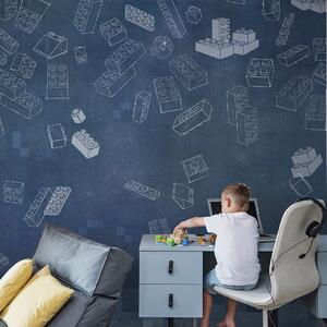 Tapeta Malumi BLUE BLOCKS - Z Klockami I Motywem Gry Komputerowej