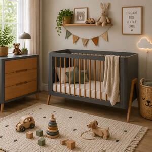 Drewniane łóżeczko dla dzieci Torsten 120x60 Seal Grey/Teak